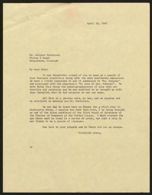 Primary view of object titled '[Letter from I. H. Kempner to Michael Guttersen, April 23, 1962]'.