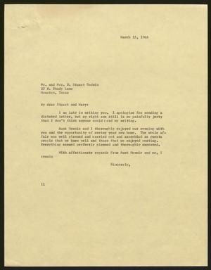 [Letter from I. H. Kempner to Mr. and Mrs. D. Stuart Godwin, March 15, 1962]