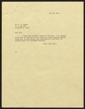 Primary view of object titled '[Letter from Isaac H. Kempner to C. H. Gilmer, May 26, 1962]'.