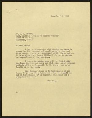 [Letter from Isaac H. Kempner to O. H. Osborn, December 12, 1962]