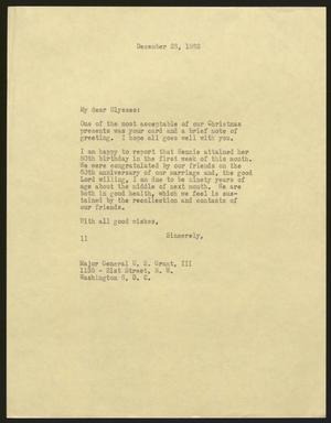 [Letter from I. H. Kempner to Major General Ulysses S. Grant, III, December 26, 1962]