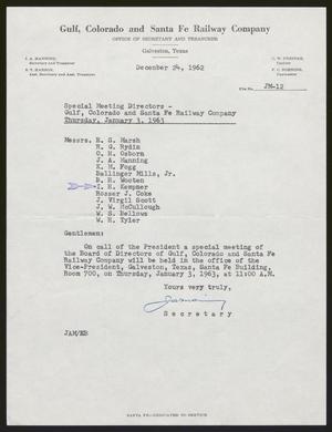 [Letter from Gulf, Colorado, and Santa Fe Railway Company, December 24, 1962]