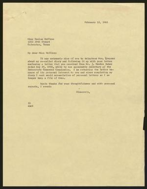 [Letter from I. H. Kempner to Norine Heffron, February 12, 1962]