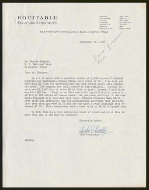 [Letter from Richard L. Bradley to Harris Kempner, September 11, 1962]
