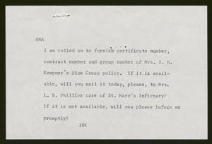 [Letter from I. H. Kempner to Arthur M. Alpert, 1961~]