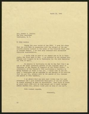 [Letter from I. H. Kempner to Lyndon B. Johnson, March 22, 1962]