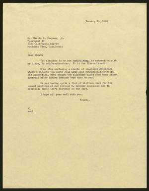 Primary view of object titled '[Letter from I. H. Kempner to Harris L. Kempner, Jr., January 19, 1962]'.