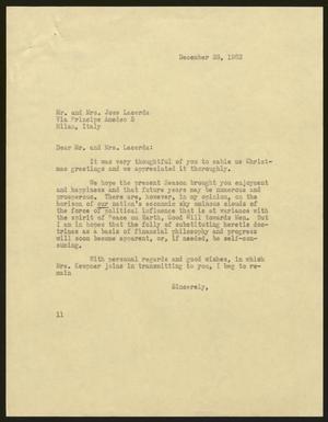 [Letter from I. H. Kempner to Annamaria and Jose Lacerda, December 28, 1962]