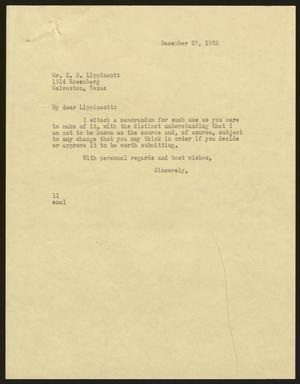 [Letter from Isaac Herbert Kempner to C. M. Lippincott, December 27, 1962]