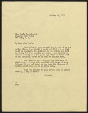 [Letter from Isaac H. Kempner to Carla Lamprignani, October 24, 1962]