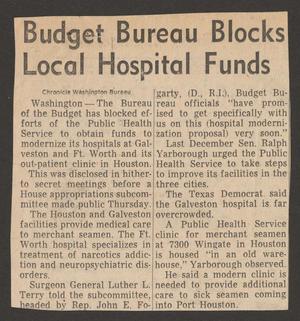 [Clipping: Budget Bureau Blocks Local Hospital Funds]