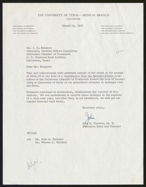 [Letter from John B. Truslow to I. H. Kempner, March 22, 1962]