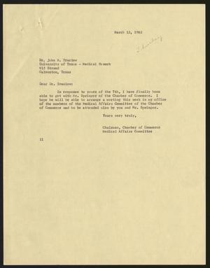 Primary view of object titled '[Letter from Isaac Herbert Kempner to Dr. John B. Truslow, March 12, 1962]'.