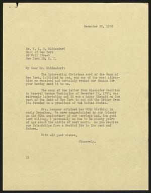 [Letter from I. H. Kempner to W. K.B. Middendorf, December 26, 1962]