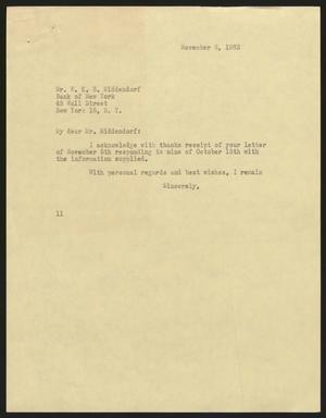 [Letter from Isaac Herbert Kempner to W. K. B, Middendorf, November 8, 1962]