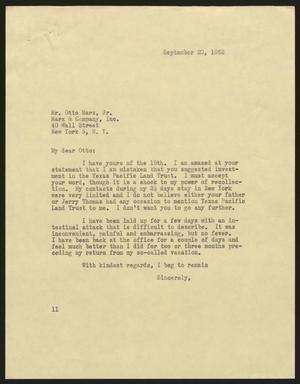 [Letter from I. H. Kempner to Otto Marx, Jr., September 20, 1962]