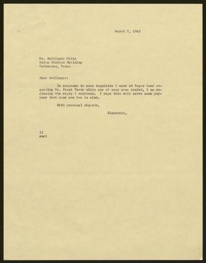 [Letter from Isaac Herbert Kempner to Ballinger Mills, March 7, 1962]