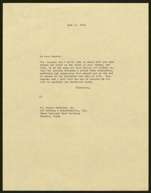 [Letter from I. H. Kempner to Marvin Moreland, Jr., June 19, 1962]