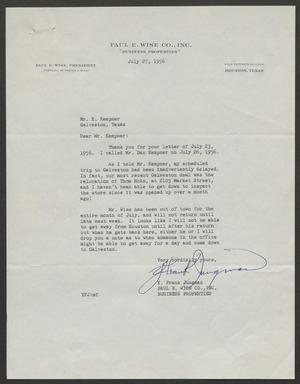 [Letter from Paul E. Wise Co. Inc. to I. H. Kempner, July 27, 1956]
