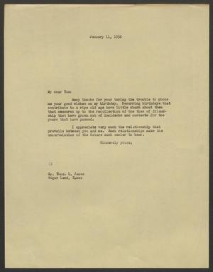 [Letter from I. H. Kempner to Mr. Thos. L. James, January 14, 1956]