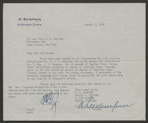 [Letter from voting trustees to Mr. and Mrs. I. H. Kempner, August 7, 1956]