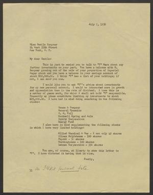 [Letter from I. H. Kempner to Cecile Blum Kempner, July 7, 1956]