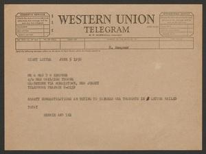 [Telegram Congratulating Mr. and Mrs. D. W. Kempner - June 5, 1956]