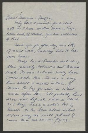 [Letter from Denny Kempner to Mr. and Mrs. I. H. Kempner, 1956~]