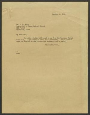 [Letter from Isaac Herbert Kempner to W. C. Levin, October 29, 1956]