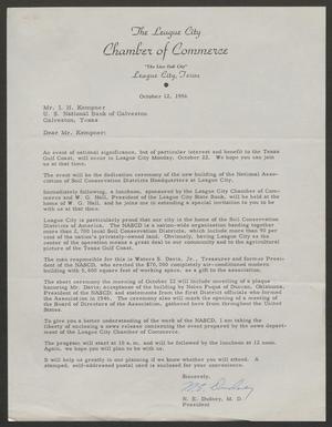 [Letter from N. E. Dudney to Isaac H. Kempner, October 12, 1956]