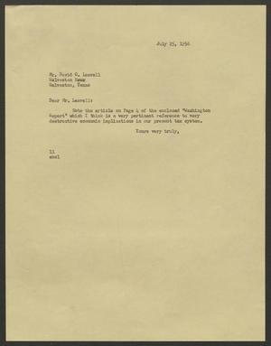 [Letter from Isaac H. Kempner to David C. Leavell, July 25, 1956]