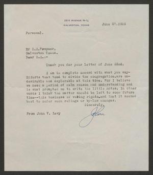 [Letter from John V. Levy to Mr. I. H. Kempner, June 27, 1956]