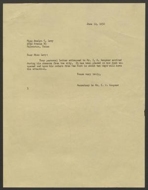 [Letter from Mrs. Ursula McCarthy to Miss Evelyn C. Levy, June 12, 1956]