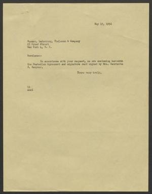 [Letter from Isaac Herbert Kempner to Messrs. Ladenburg, Thalmann & Company, May 19, 1956]