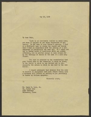 [Letter from I. H. Kempner to Mr. Harry H. Levy, Jr. and Mr. Julian Levy, May 22, 1956]