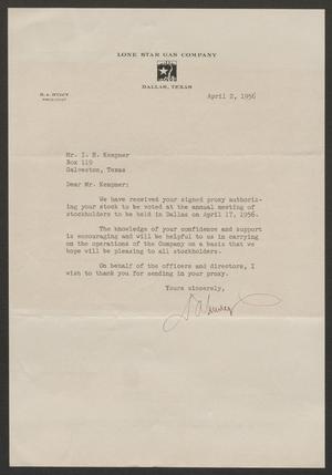 [Letter from Lone Star Gas Company to I. H. Kempner, April 2, 1956]
