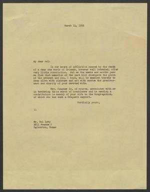 [Letter from Isaac H. Kempner to Sol Levy, March 14, 1956]