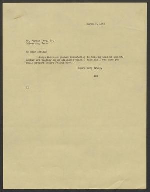 [Letter from Isaac Herbert Kempner to Adrian Levy, Jr., March 7, 1956]
