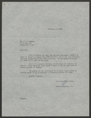 [Letter from Benito Longoria, Jr., to I. H. Kempner, February 7, 1956]