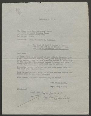 Primary view of object titled '[Letter from Levy and Levy to The Honorable Commissioner's Court, February 7, 1956]'.