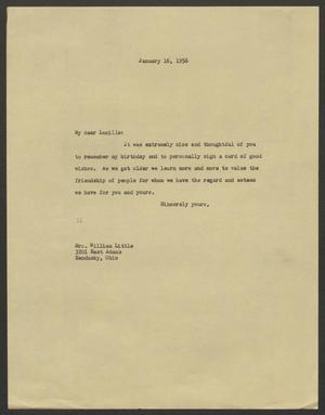 [Letter from Isaac H. Kempner to Lucille Little, January 16, 1956]