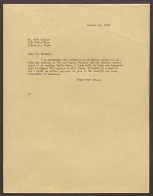 [Letter from Isaac H. Kempner to Dave Nathan, October 18, 1956]