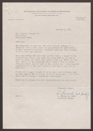 [Letter from L. Howard McCurdy to Isaac H. Kempner, October 8, 1956]