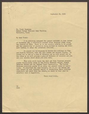 [Letter from I. H. Kempner to Mr. Frank Nussbaum, September 26, 1956]