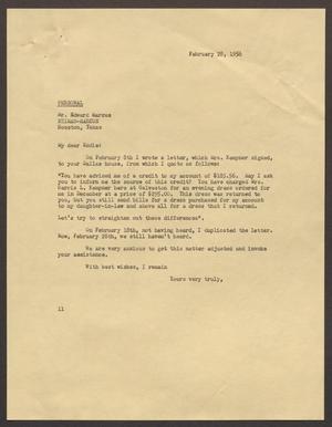 [Letter from I. H. Kempner to Mr. Edward Marcus, February 28, 1956]
