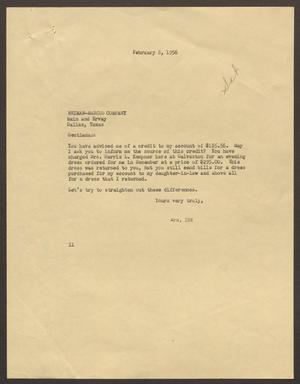 [Letter from I. H. Kempner to Neiman-Marcus Company, February 8, 1956]