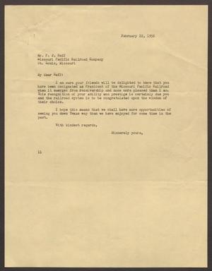 [Letter from Isaac H. Kempner to P. J. Neff, February 22, 1956]