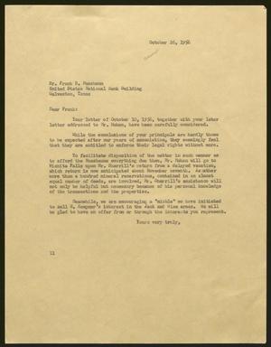 [Letter from I. H. Kempner to Mr. Frank B. Nussbaum, October 26, 1956]