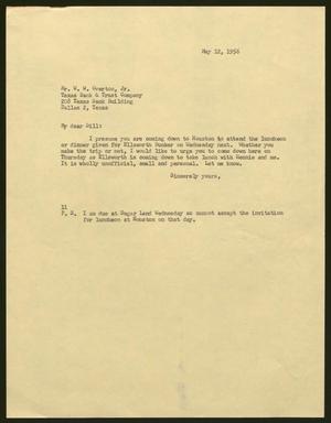 Primary view of [Letter from Isaac H. Kempner to W. W. Overton, Jr., May 12, 1956]