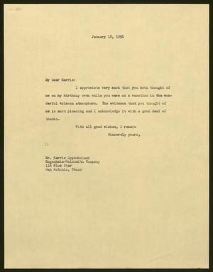 [Letter from Isaac H. Kempner to Harris Oppenheimer, January 18, 1956]